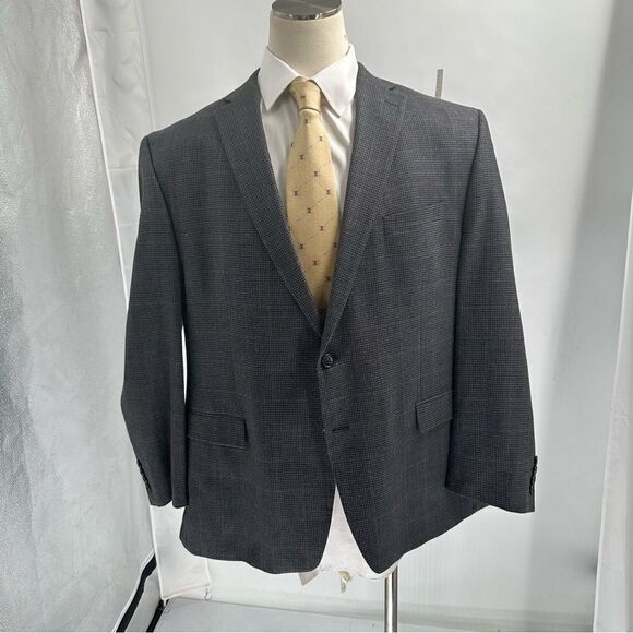 Lauren Ralph Lauren Gray Houndstooth 2Button Silk and Wool Sport Coat Size 50R - Picture 1 of 9